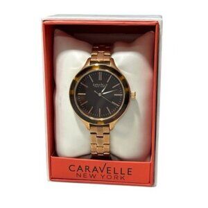NIB Caravelle New York by Bulova 44L128 Womens Analog Brown Dial Quartz Watch